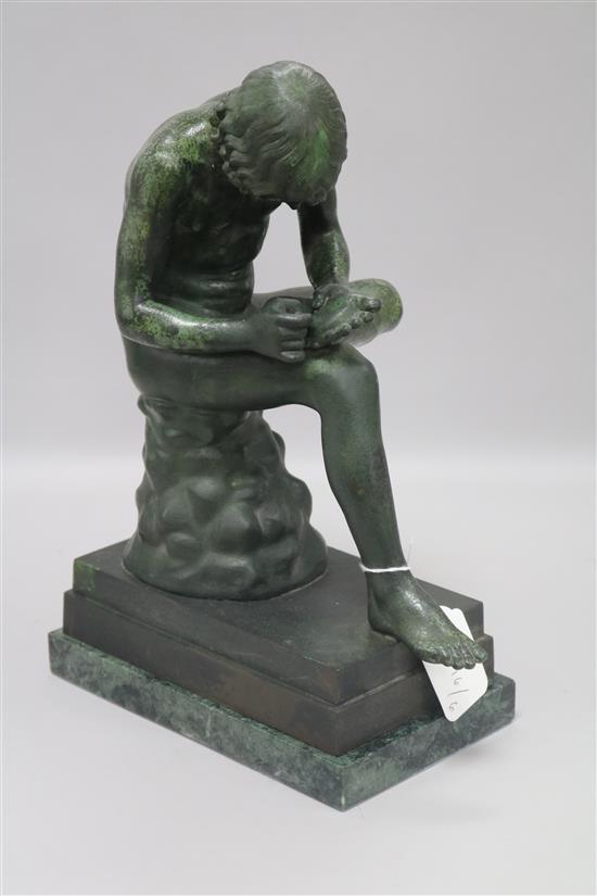 A seated bronze classical figure height 34cm